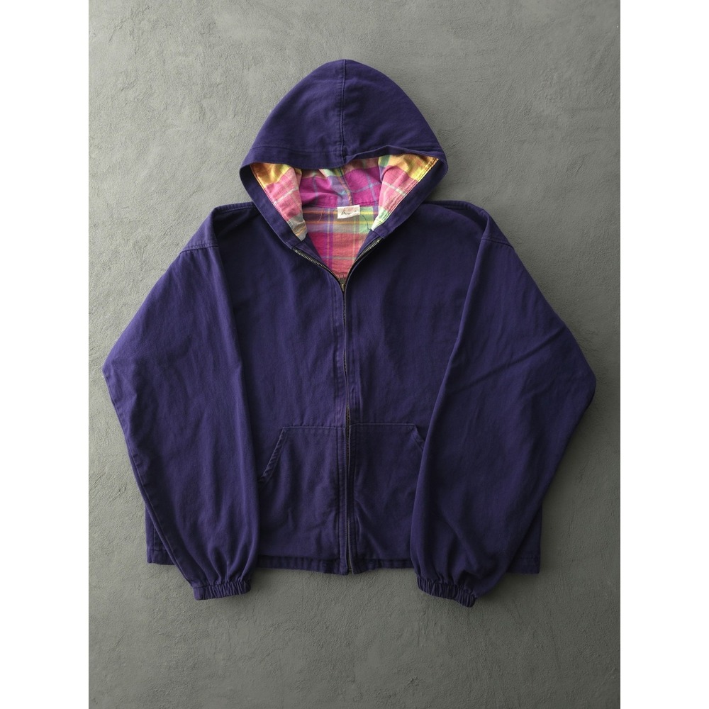 Vintage 1990s Daquin Purple Hooded Boxy Fit Cotton Windbreaker Jacket L